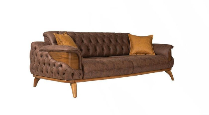 Dries zits bank Luxe Zitter Chesterfield Leer Bruin Ontwerp Woonkamer