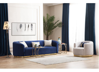 Moderne bankstel Driepersoons Fauteuil Roestvrijstalen meubel Luxe set Ontwerp
