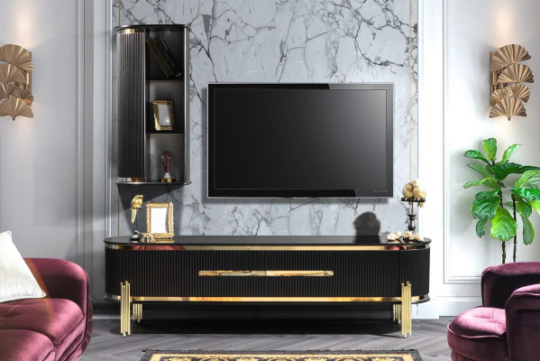 Modern lowboard luxe RTV tv-standaard woonkamermeubilair zwart goud