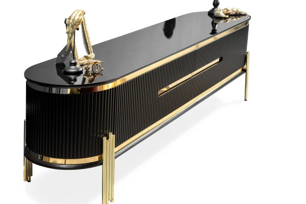 Modern lowboard luxe RTV tv-standaard woonkamermeubilair zwart goud