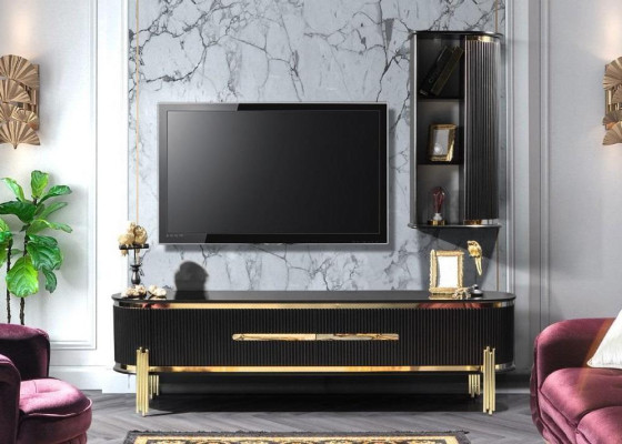 Modern lowboard luxe RTV tv-standaard woonkamermeubilair zwart goud