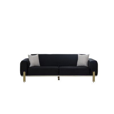 Moderne bankstel driepersoons fauteuil gestoffeerde set met roestvrij staal 2-delig