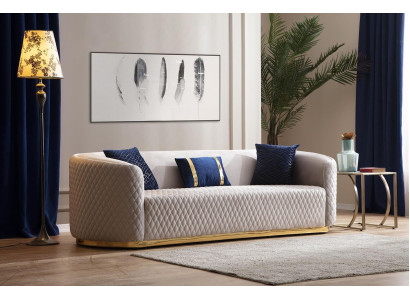 Beige driezits roestvrijstalen meubels luxe bankstellen design woonkamermeubels