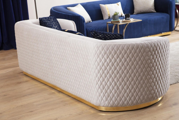 Beige driezits roestvrijstalen meubels luxe bankstellen design woonkamermeubels