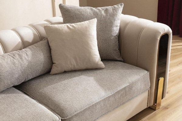 Witte driezits luxe bank Modern roestvrijstalen design Woonkamer meubels