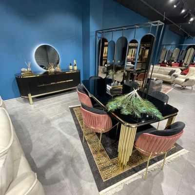 Modern dressoir van roestvrij staal meubels dressoir kast kast zwart nieuw.