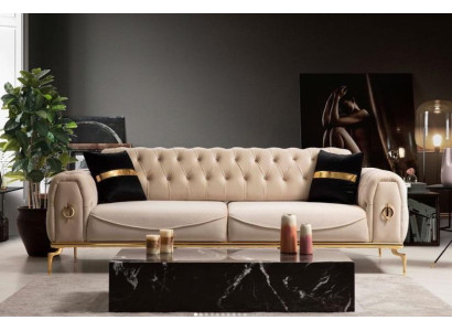 Modern Chesterfield bankstel driezits stoffen meubels roestvrijstalen meubelen bank