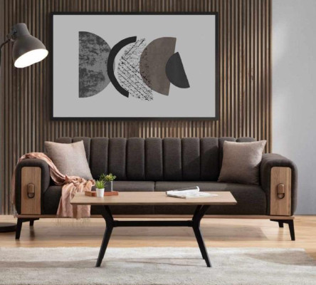 Stijlvolle driezits Moderne woonkamermeubels Grijs Houten bankstellen