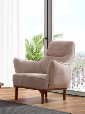 Moderne fauteuil Cocktails fauteuil Oorfauteuil Design meubels Beige houten meubels