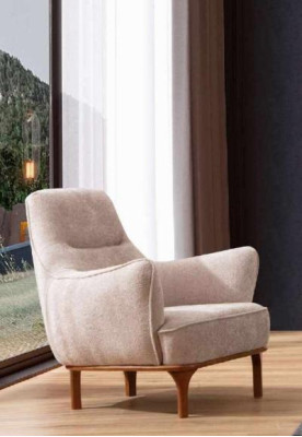 Moderne fauteuil Cocktails fauteuil Oorfauteuil Design meubels Beige houten meubels