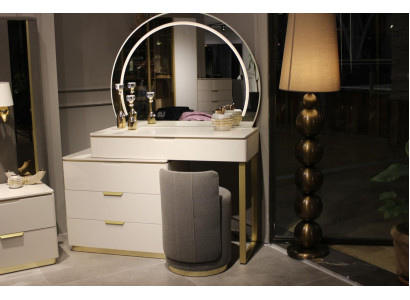 Toilettafel Set met spiegel Slaapkamermeubilair Ontwerp Kruk 3-delige Nieuw