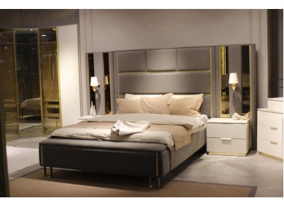 Bed 2x Nightstands 3-piece Bedroom Double Bed Design Furniture Wood New Set