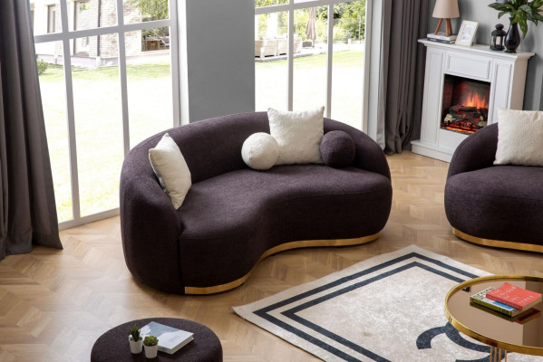 Woonkamermeubels Luxe bankstel 3-zits Ontwerp Bruin zachte bankbekleding Textiel 230cm