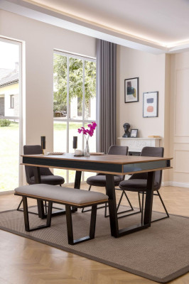 Complete eetset Eettafel 4x Stoelen Eethoek Bank Eettafel Tafel 6-delig.