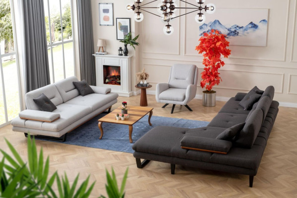 Moderne bankstel 3 + 1 zits en hoekbank L-vormig designermeubilair nieuw