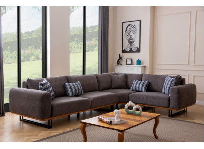 Ontwerper hoekbank L-vorm gestoffeerd stof Modern Bruin Luxe woonlandschap