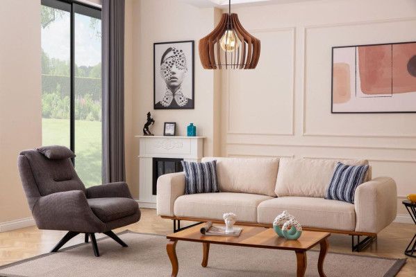 Luxe 2-delige woonkamerset Bankstel 3-zits met fauteuil Designbankstel