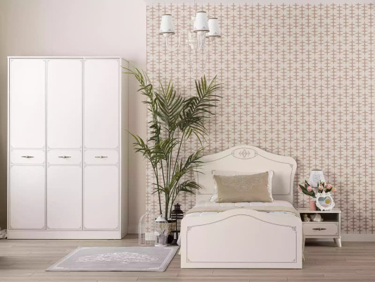 Volledige kinderbed functioneel bed uittrekbaar set 3-delig Hout Wit