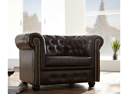 Chesterfield fauteuil tv bank 1-zits bank leer stof bank kussens