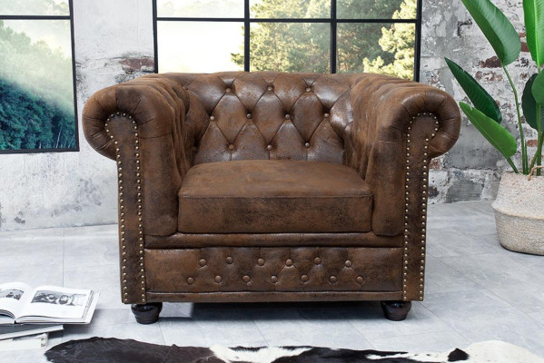 Chesterfield fauteuil tv bank 1-zits bank textiel stof banken bekleding