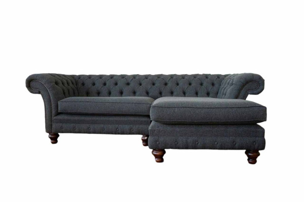 Chesterfield hoekbank L-vorm stof design bank zitten bank textiel hoek nieuw