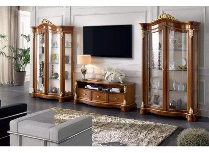 Woonwand Vitrine Console Wandsysteem Glasvitrines Woonkamer Bruin