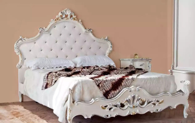 Witte slaapkamer set Bed 2x nachtkastjes Commodes Hout Set 4-delig