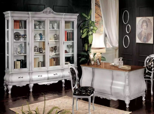 Witte kantoormeubelen bureau boekenplank luxe tafel plank inrichting