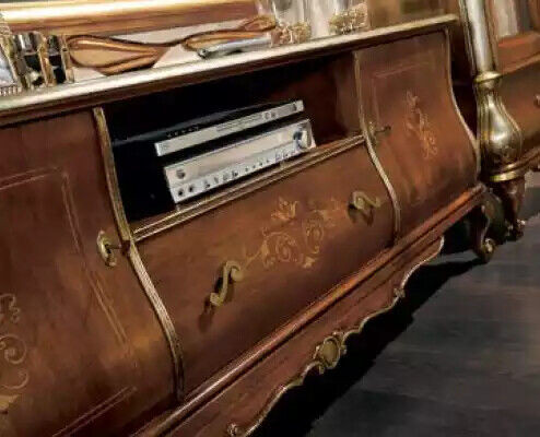 Klassieke woonkamerwand RTV 2x vitrines massief houten meubels TV-rek nieuw