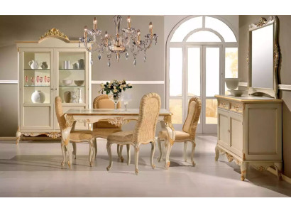Eettafel 4 x stoelen eetkamerset eetgroep hout 8-delige groep set