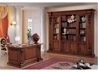 Klassieke bruine werkkamerset Bureau Boekenplank Tafel Plank