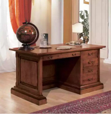 Klassieke bruine werkkamerset Bureau Boekenplank Tafel Plank