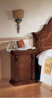 Klassieke bruine slaapkamer set bed 2x nachtkastjes dressoir set 5-delig