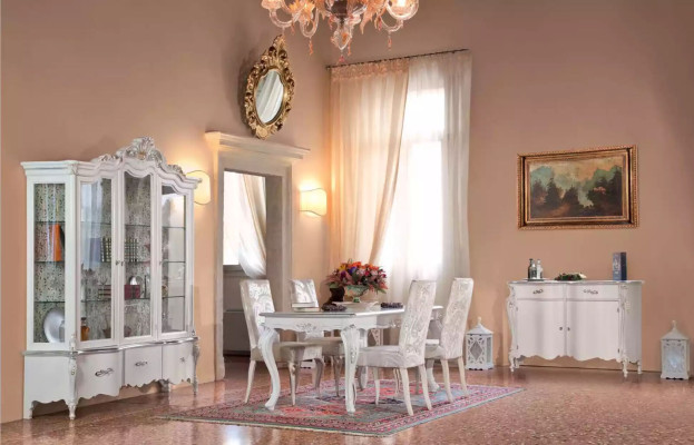 Klassieke eetkamer meubels Eetkamerset Eettafel 4x stoelen Eetgroep 7-delig