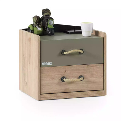 Nachtkastje Nachtkast Slaapkamer Hout Barun Kinder-nachtkastje Groen