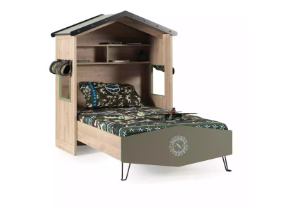 Ontwerp Bedframe Bed Hout Groen Jongens Kindmeubels Kinderbed Modern
