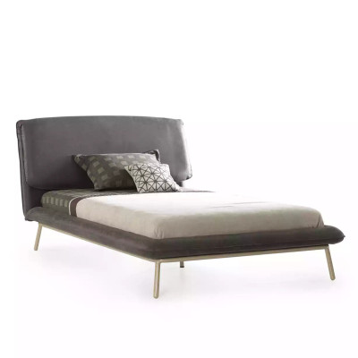 Bedframe Bed 100 cm Bed frame Upholstered bed Fabric Gray Youth bed