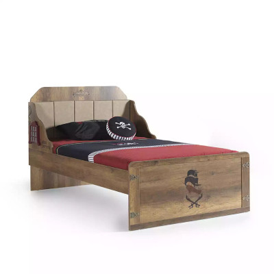 Bedframe Functioneel bed Uitschuifbare Piraat Bruin Hout Kinderbed Bed