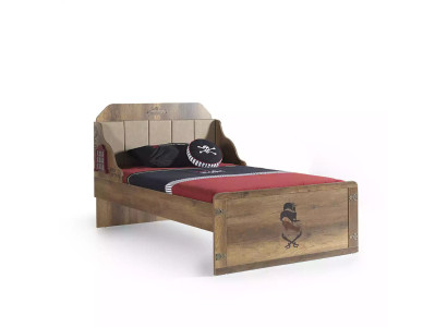 Bedframe Functioneel bed Uitschuifbare Piraat Bruin Hout Kinderbed Bed