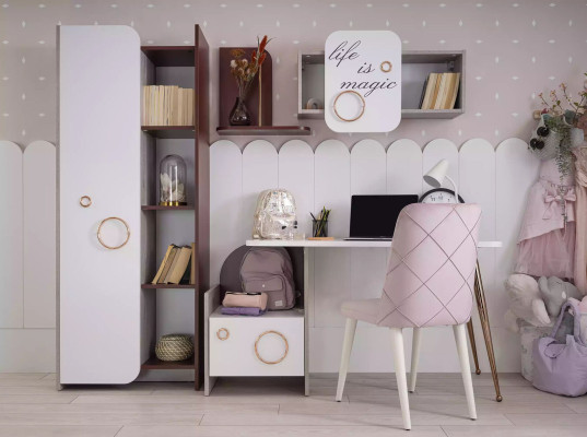 Ontwerper kinderkamer meubels bureau 2x boekenrekken houten meubels 3-delig