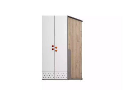 Moderne houten kledingkast met 3 deuren, wit design.