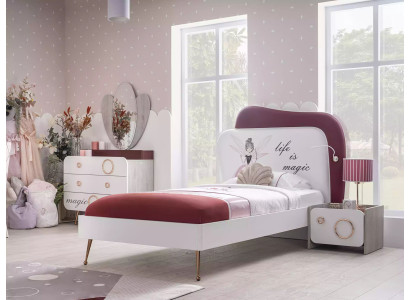 Moderne kindermeubels Luxe set Bed Commode Spiegel Nachtkastjes 4-delig