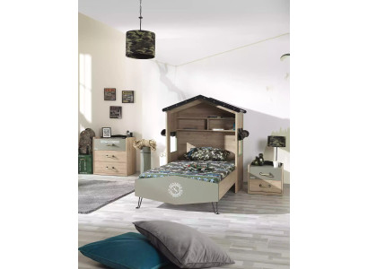 Garnituur bed kindermeubels kinderkamer groen bedframe 3-delige houtenset