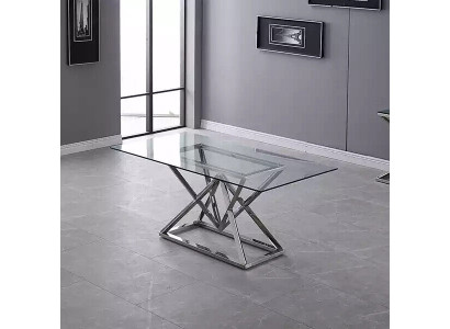 Ontwerper Eetkamer Moderne Glazen Tafel Roestvrijstalen Tafels Roestvrijstalen Frame