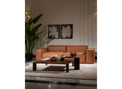 Luxe driezitsbank 3-zits bruin gestoffeerde bank kunstleer nieuw