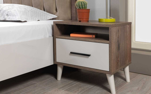 Compleet jeugdkamerset bed boekenkast nachtkastje houten meubels 5-delig