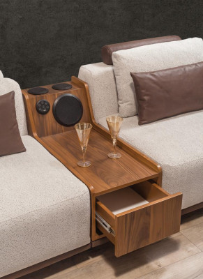 Beige modulaire bank ontwerper hoekbanken woonkamer luxe gestoffeerde banken