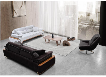 Zwart-witte bankstel 2x driepersoons luxe fauteuil Stijlvolle banken