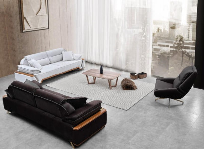 Zwart-witte bankstel 2x driepersoons luxe fauteuil Stijlvolle banken