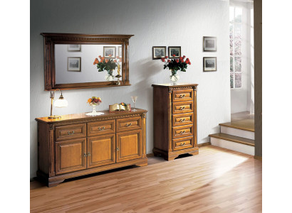 Kast Commode Spiegel Materiaal Hout klassieke Set 3-delig Bruin Landhuis